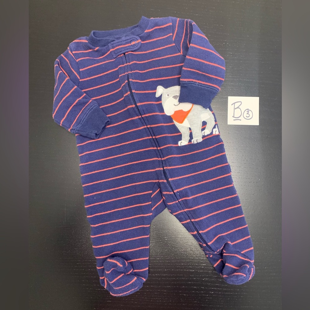 ⭐️2/$11.00⭐️ Carter's 3m Blue Zip Up Footed Cotten Sleeper with Dog Design
